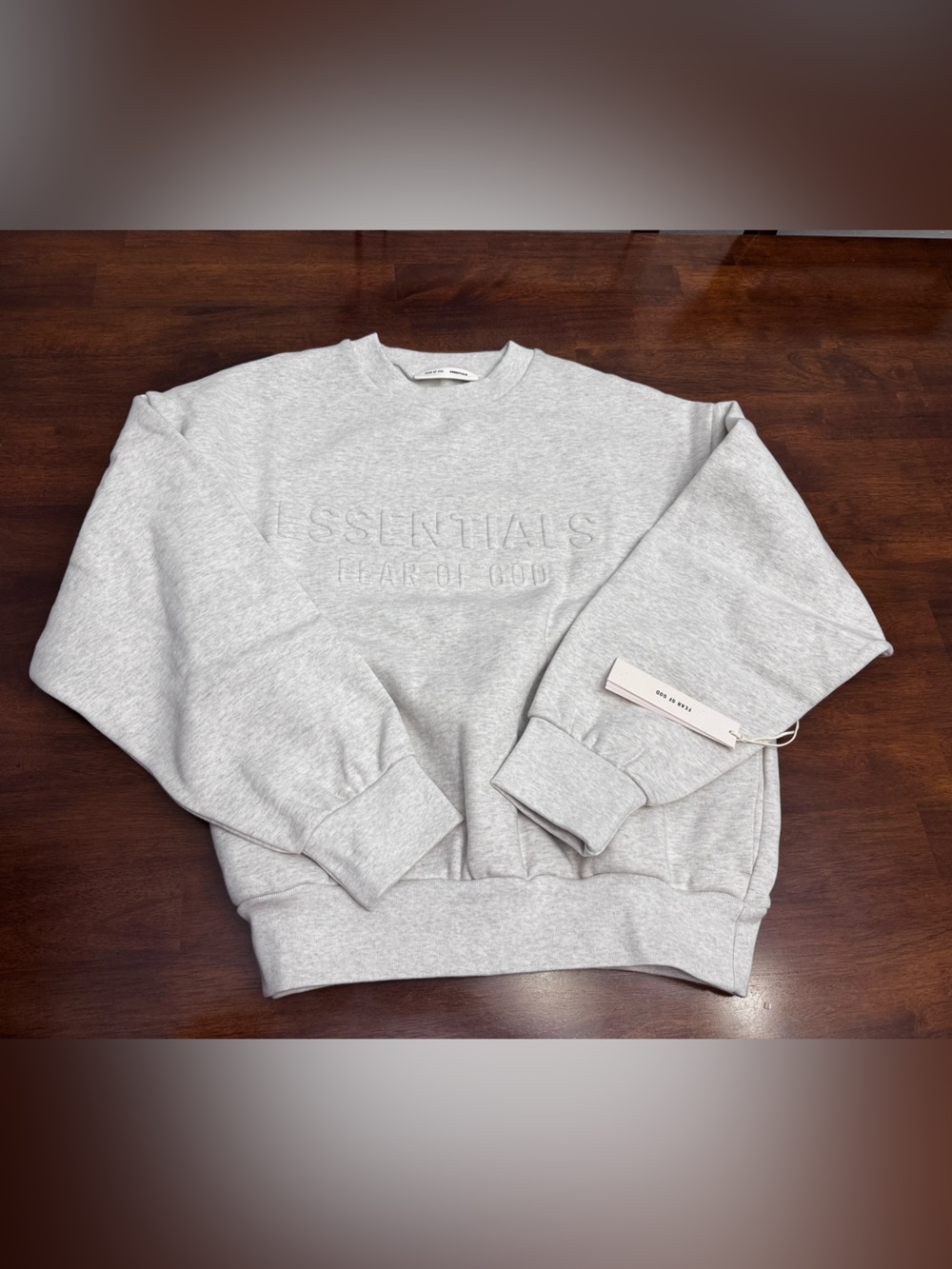 Fear of God Essentials Embossed Crewneck Sweatshirt - Light Gray